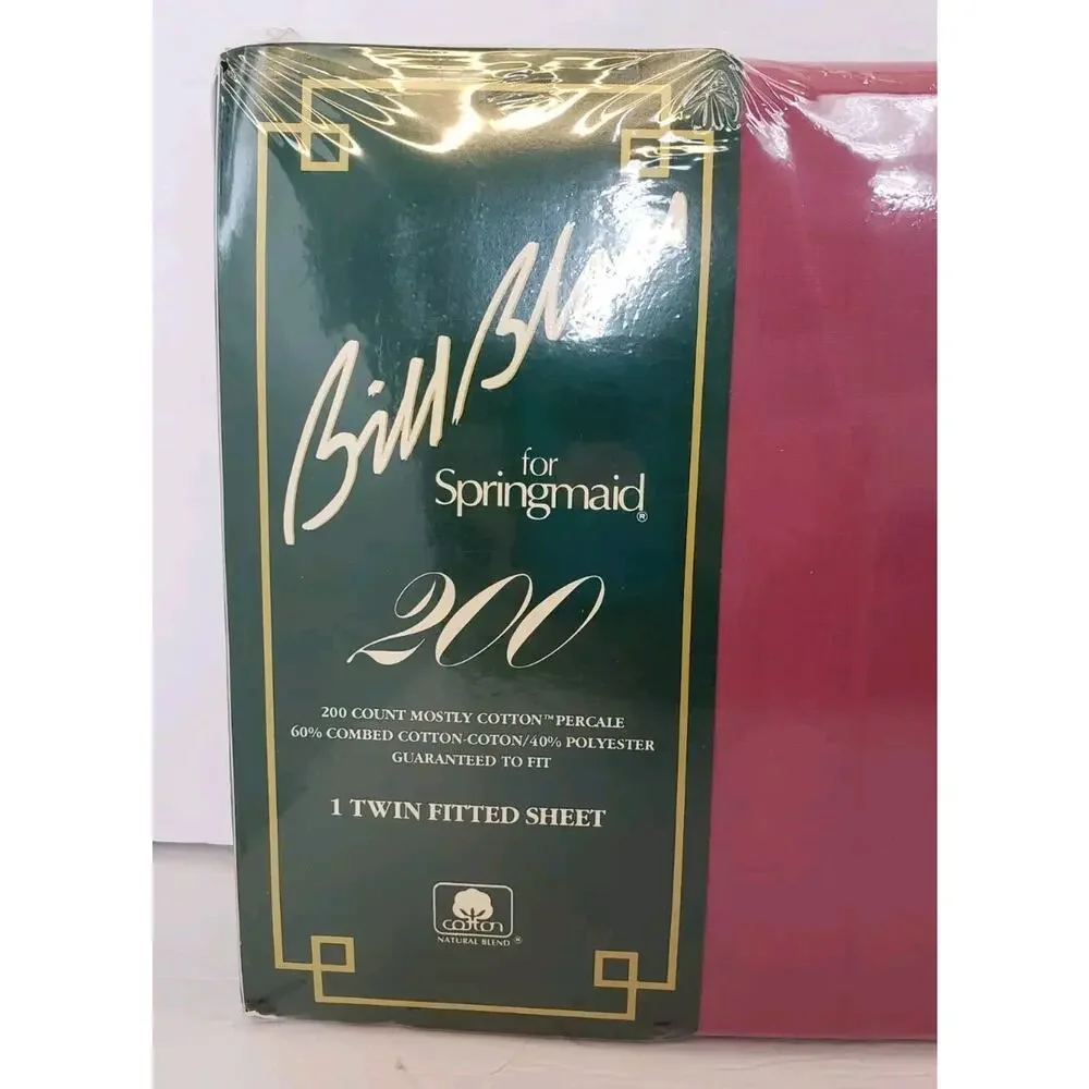 VTG NEW Bill Blass‎ for Springmaid Twin Fitted Sheet 200 Thread Claret Percale